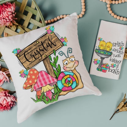 CapableByDesign personalized mushroom pillow and splish splash I was taking a bath towel