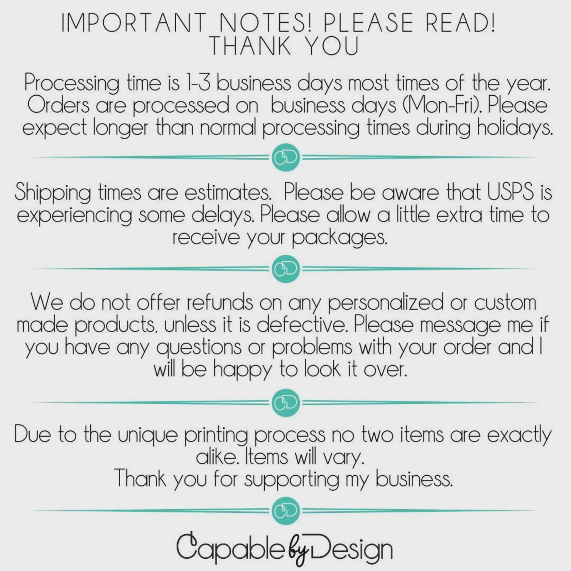 Capable by Design Important notes