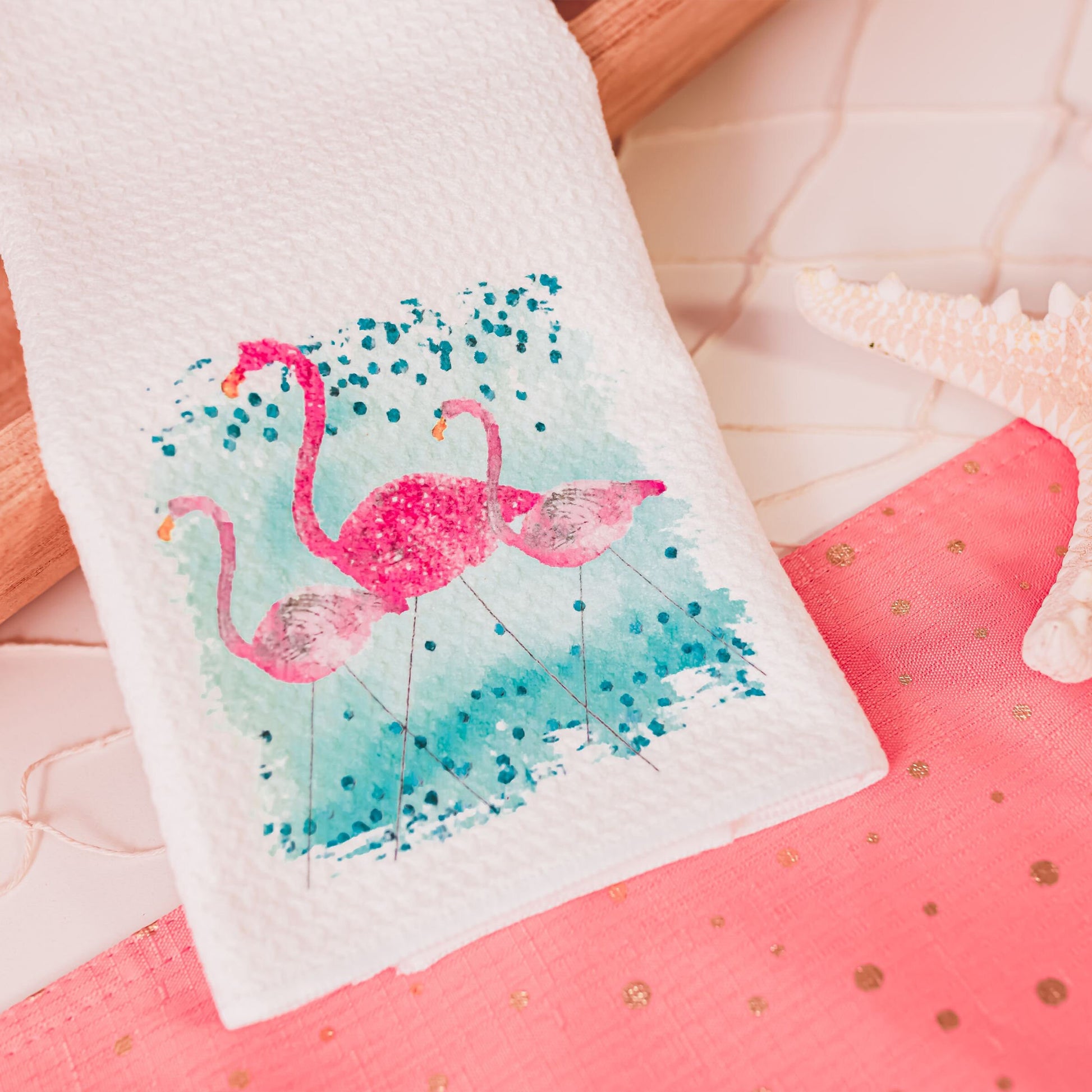 Coastal Flamingo Towels