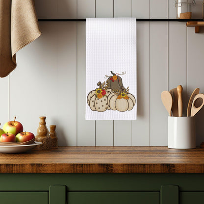 CapableByDesign Cream and Brown Pumpkin Kitchen Towels