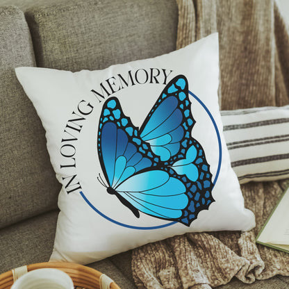 In Loving Memory Blue Butterfly Pillow