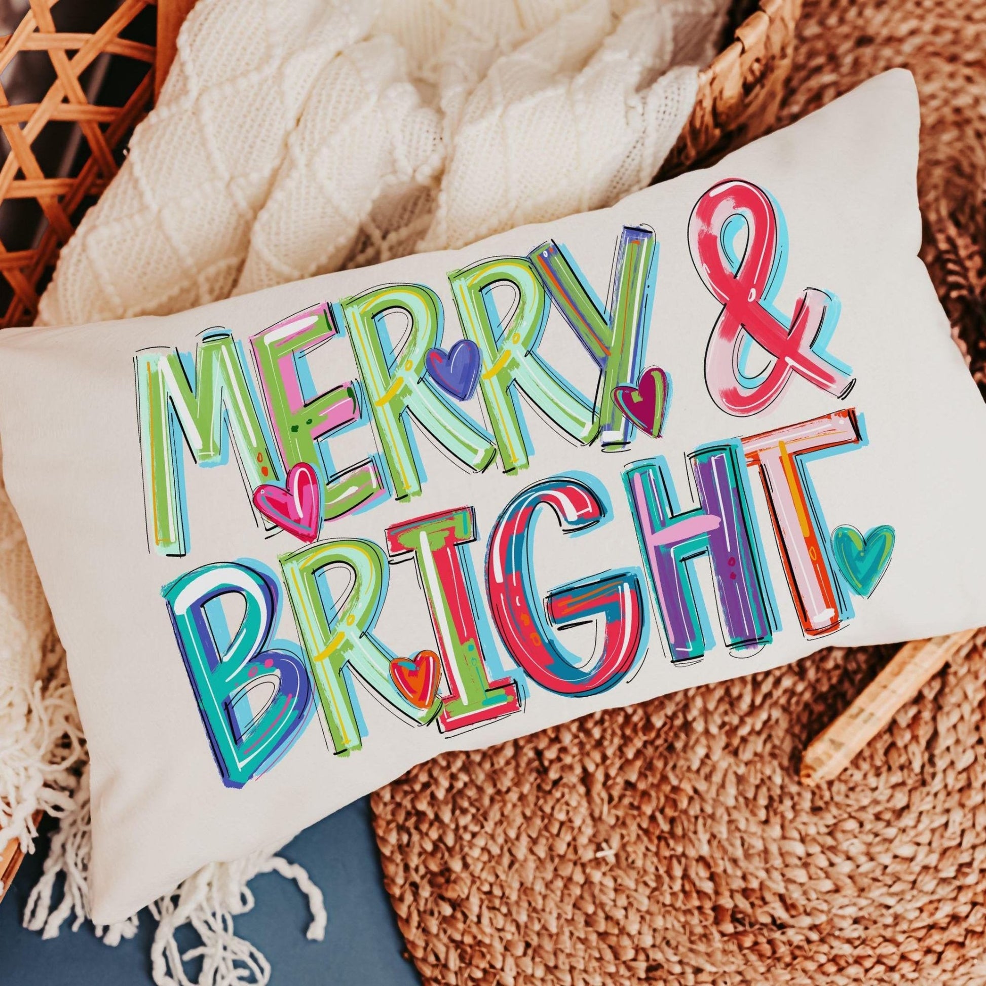 Merry and Bright Holiday Pillow