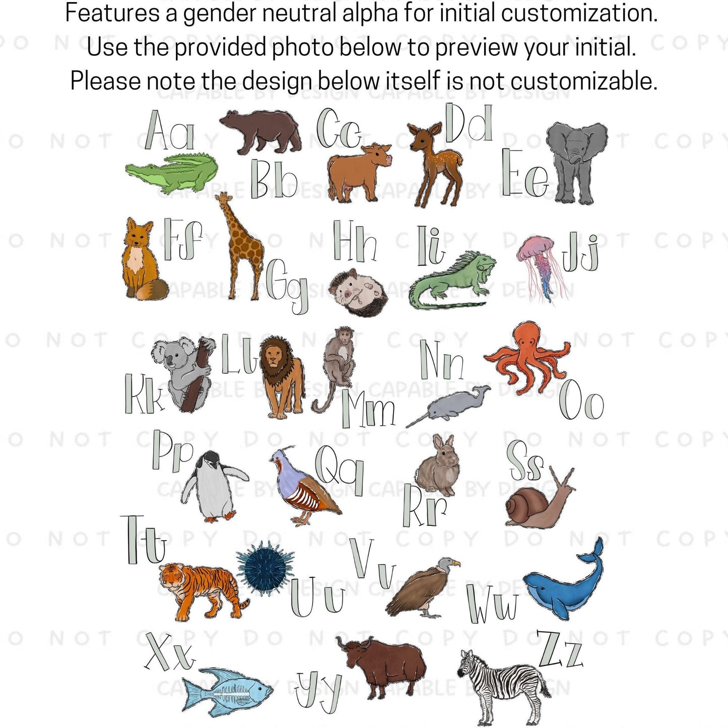 CapableByDesign Personalized K is for Koala Pillow Alphabet Guide