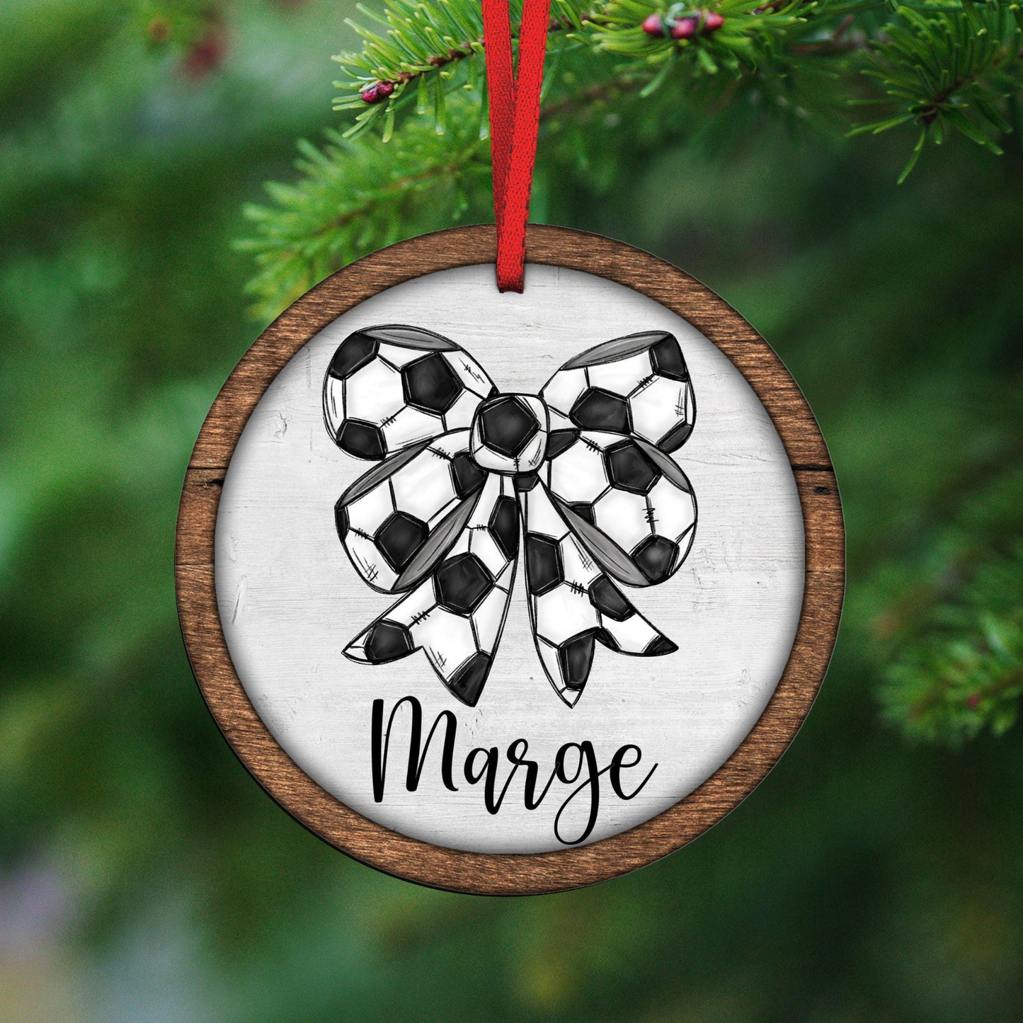 Personalized Soccer Coquette Ornament