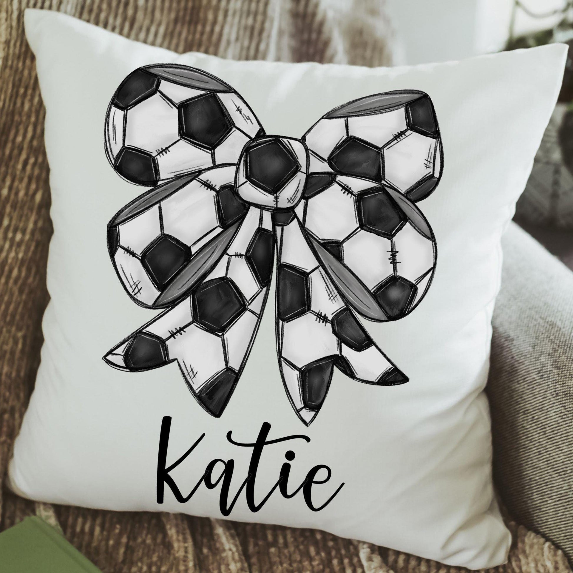 Personalized Soccer Coquette Throw Pillow