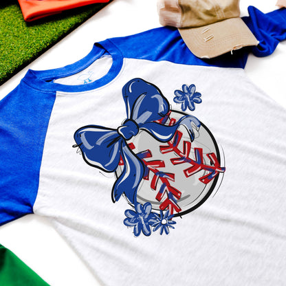 Play Ball Bow Shirt - Royal Blue Sleeves