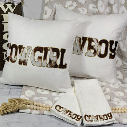 Cowboy and Cowgirl Throw Pillow Gift Set