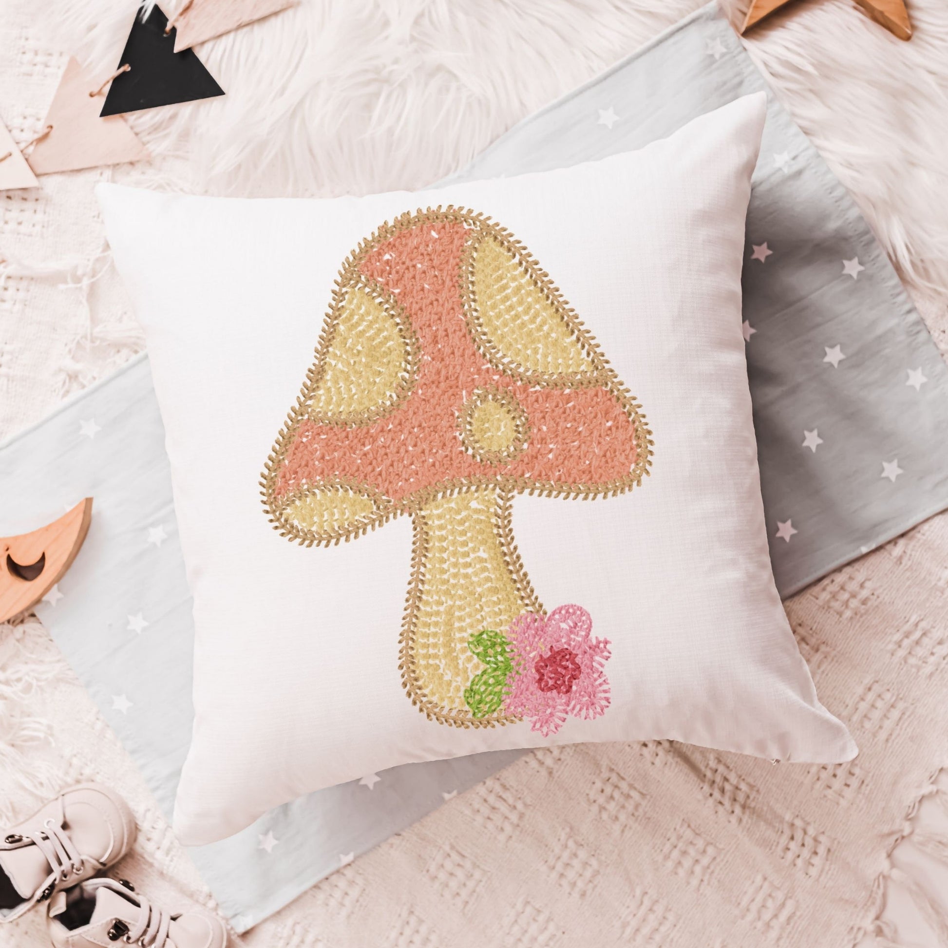 Whimsical Mushroom Throw Pillow