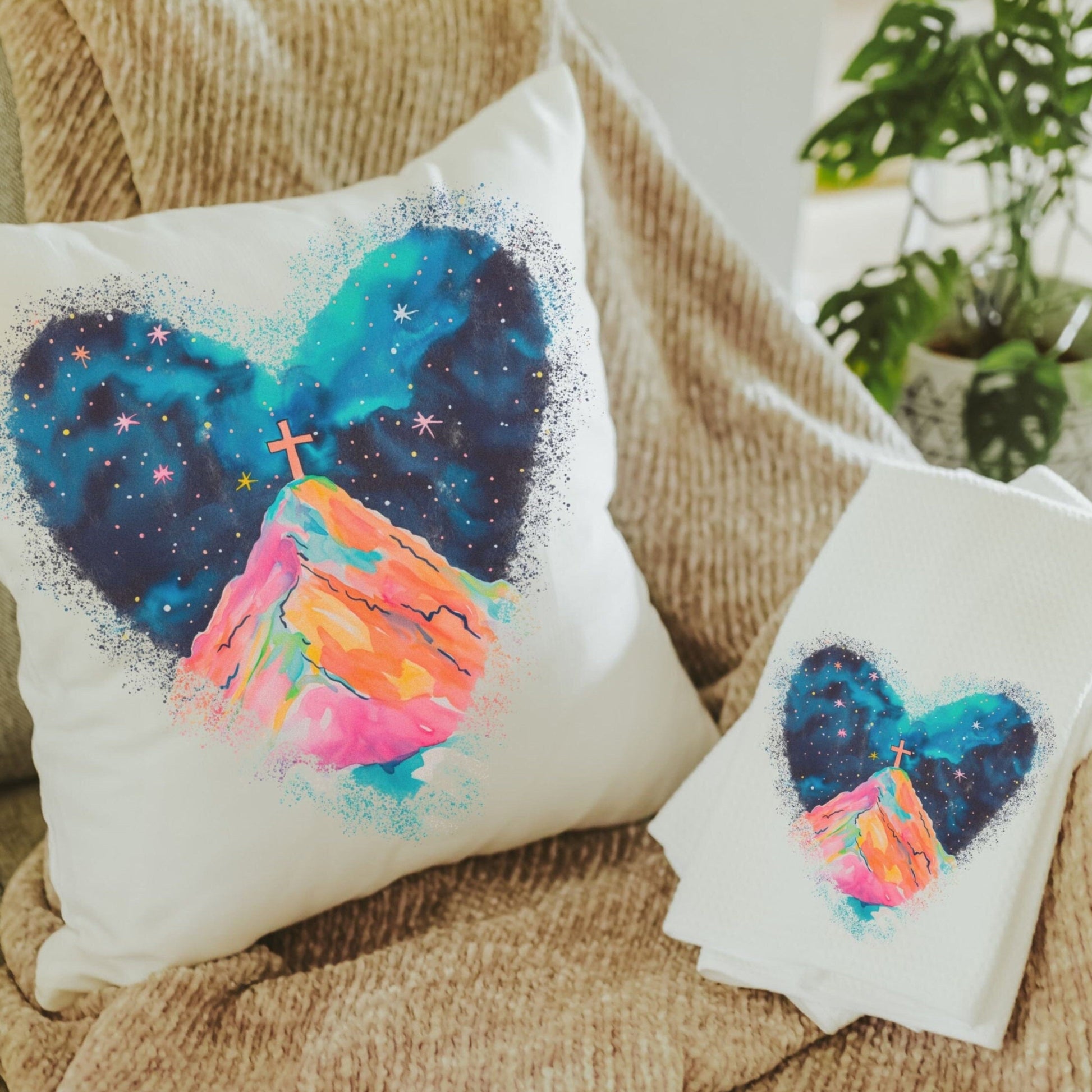 Cross Throw Pillow & Towel Set