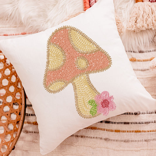 Mushroom throw pillow