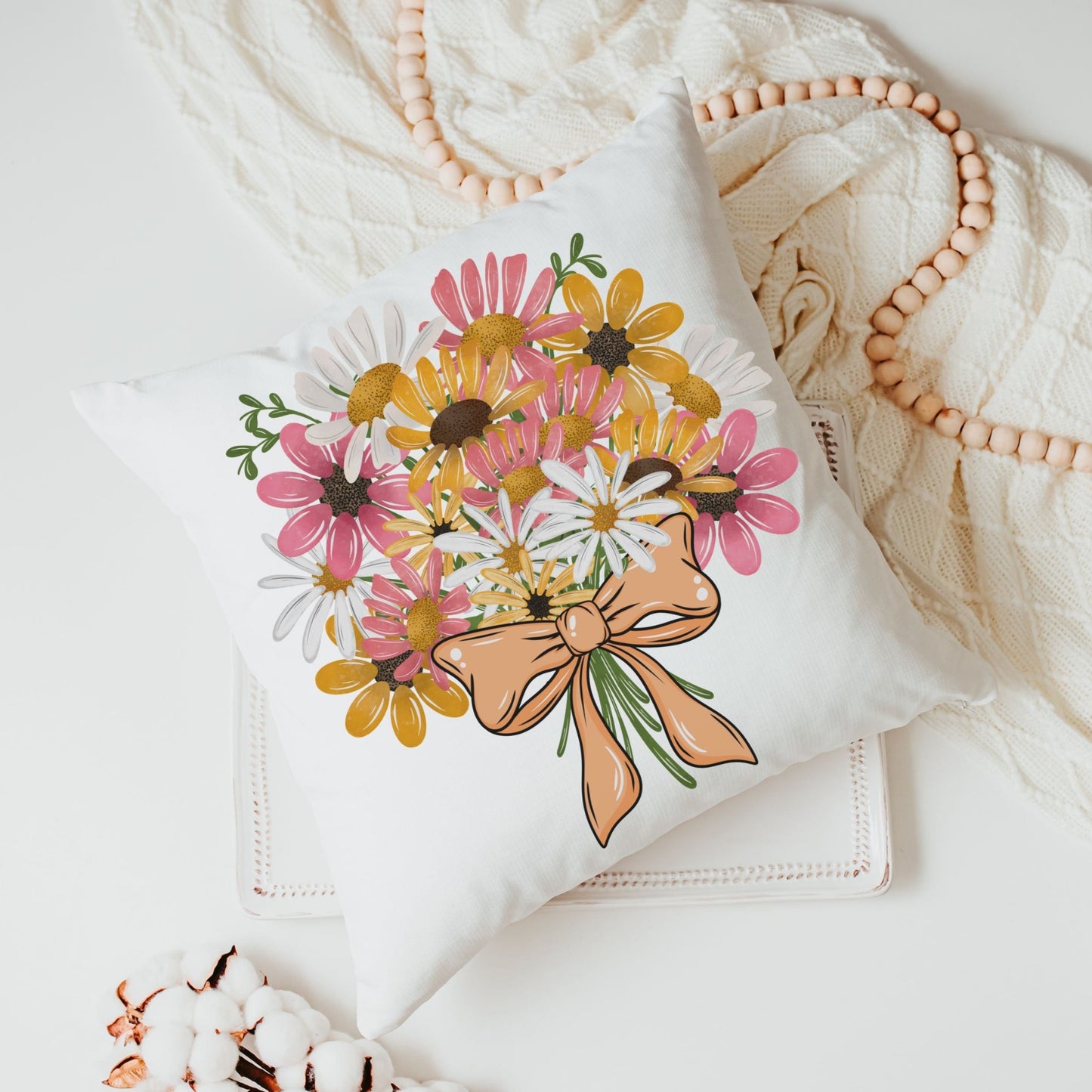 Floral bouquet throw pillow