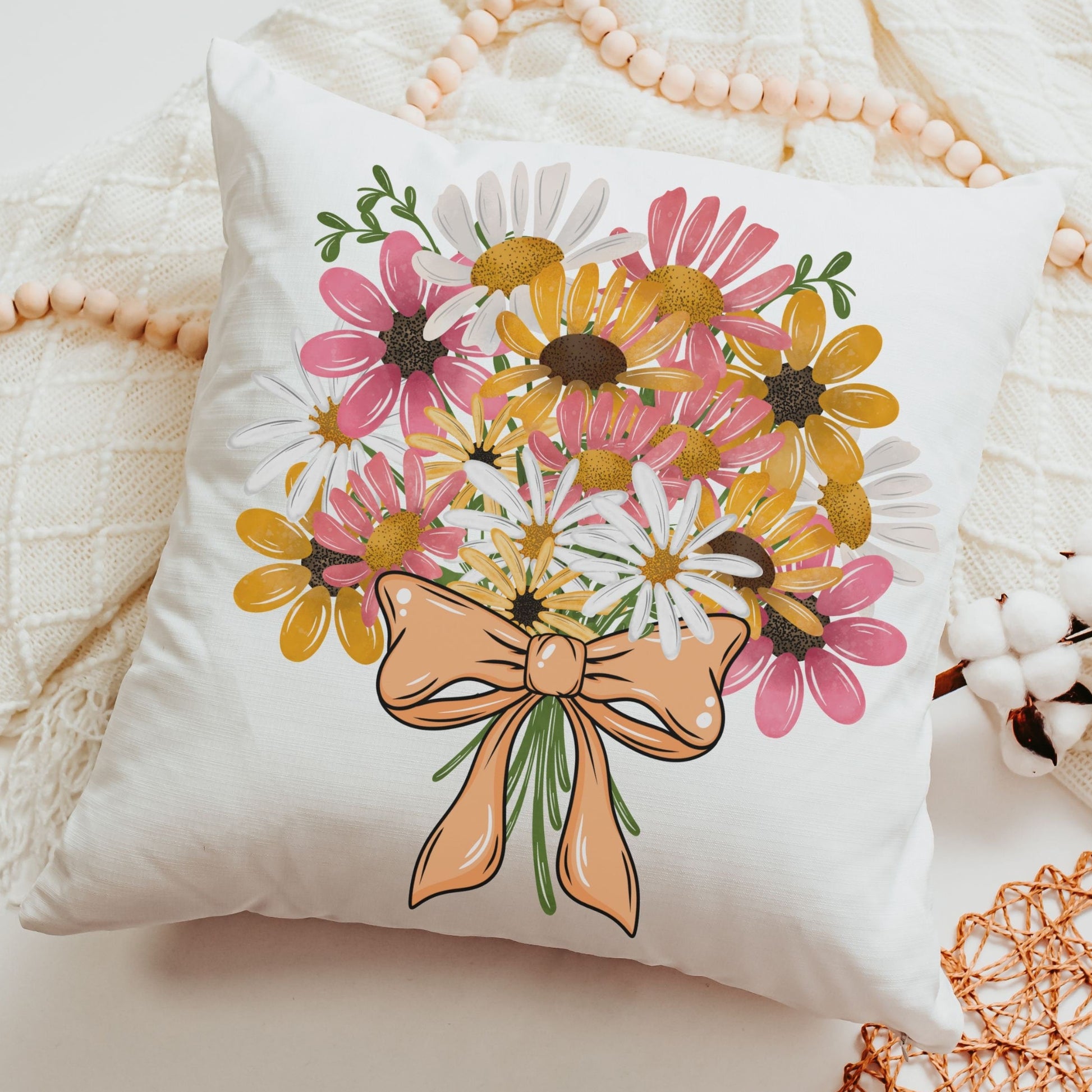 Floral bouquet throw pillow