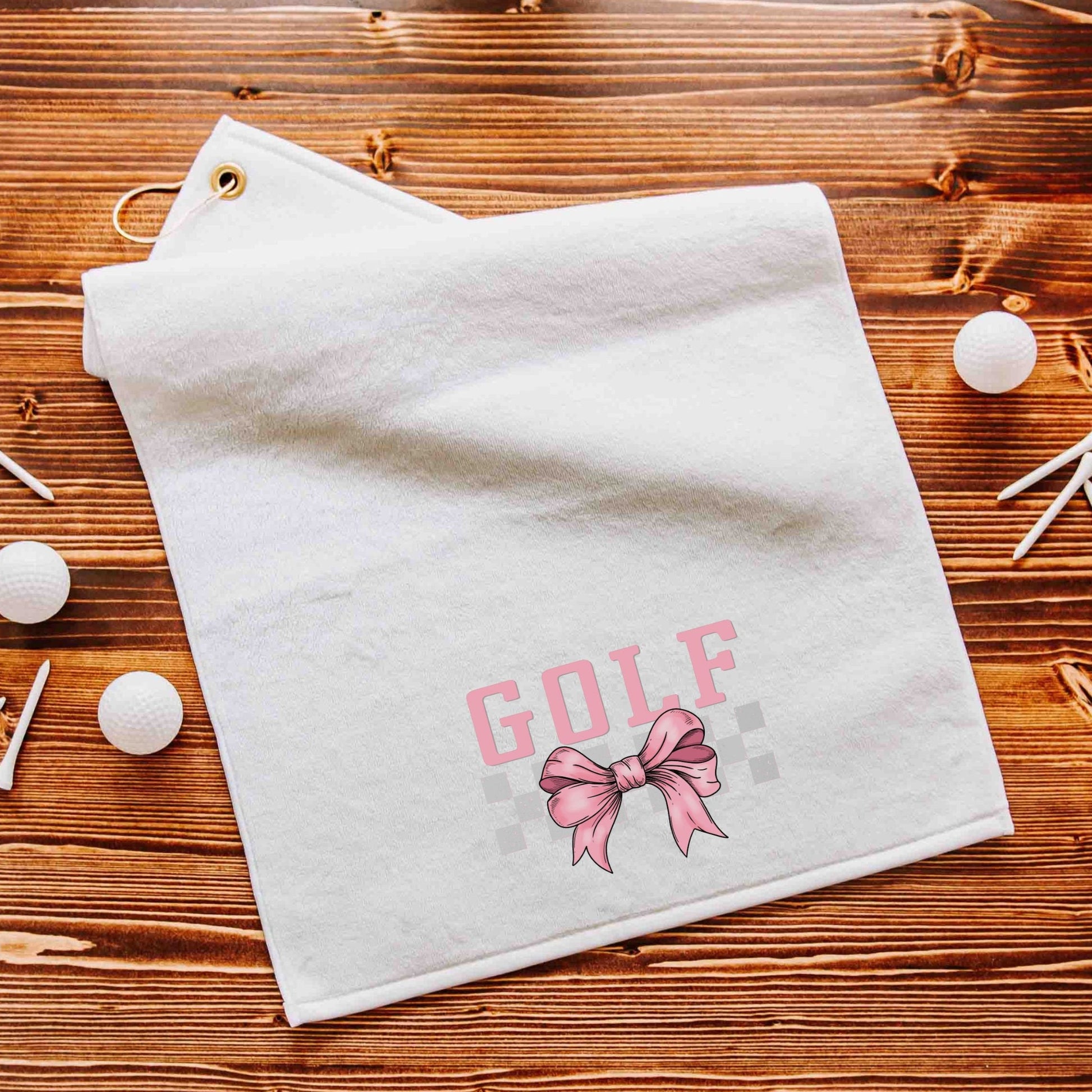 pink bow golf towels with grommet