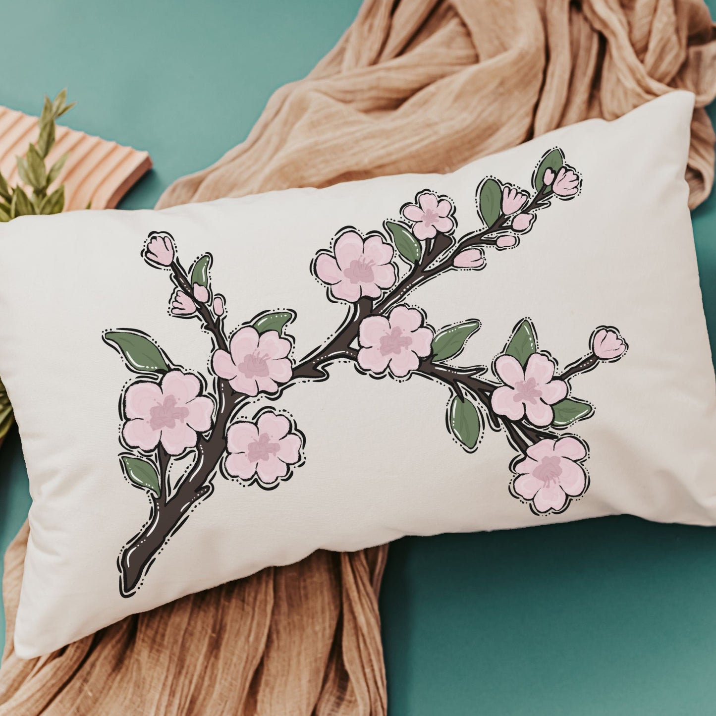 Cherry blossom throw pillow