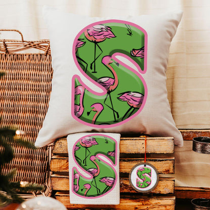 custom initial flamingo gift set