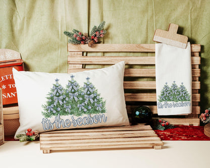 CapableByDesign Watercolor tis the season lumbar pillow and towel set