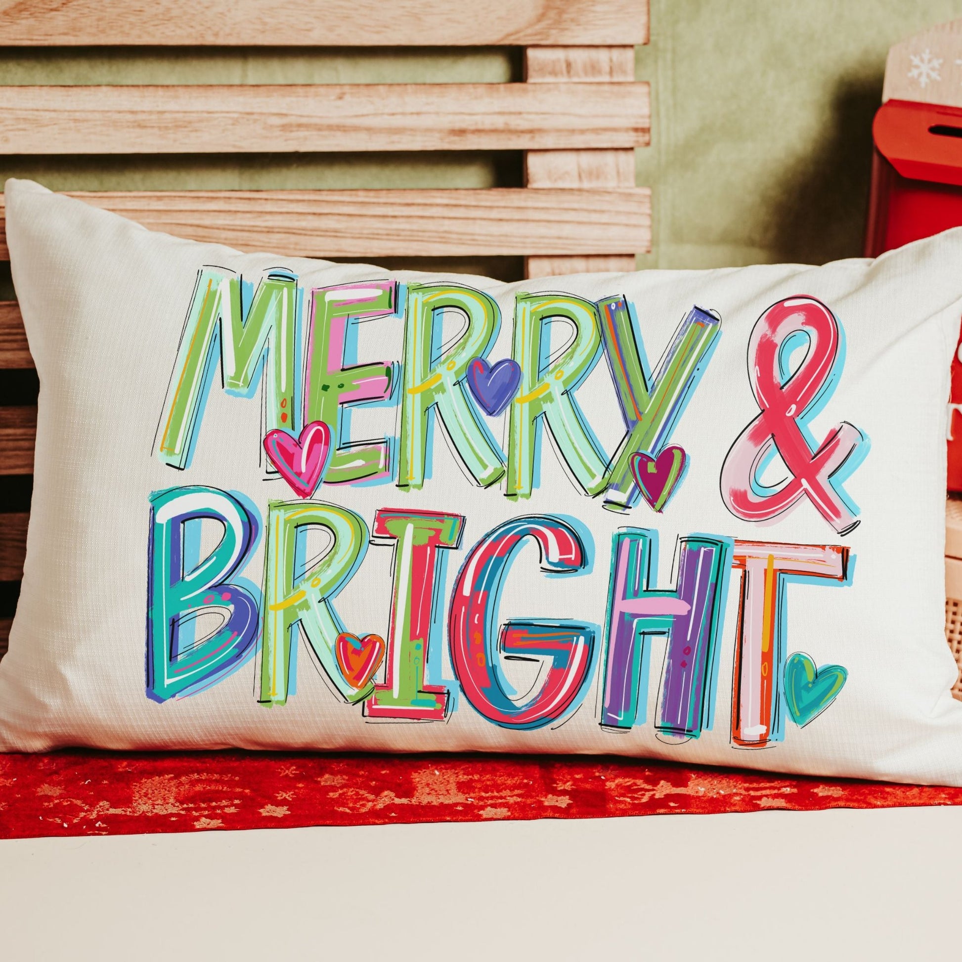 Merry and bright throw pillow