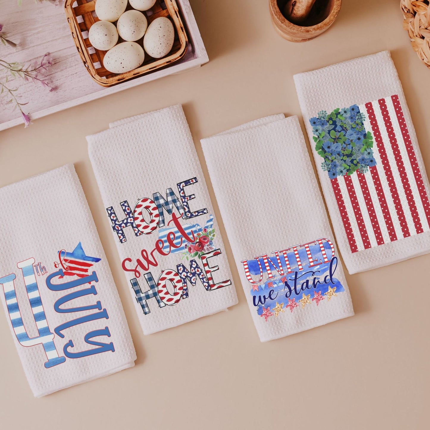 patriotic 4th of July, 4 piece towel set