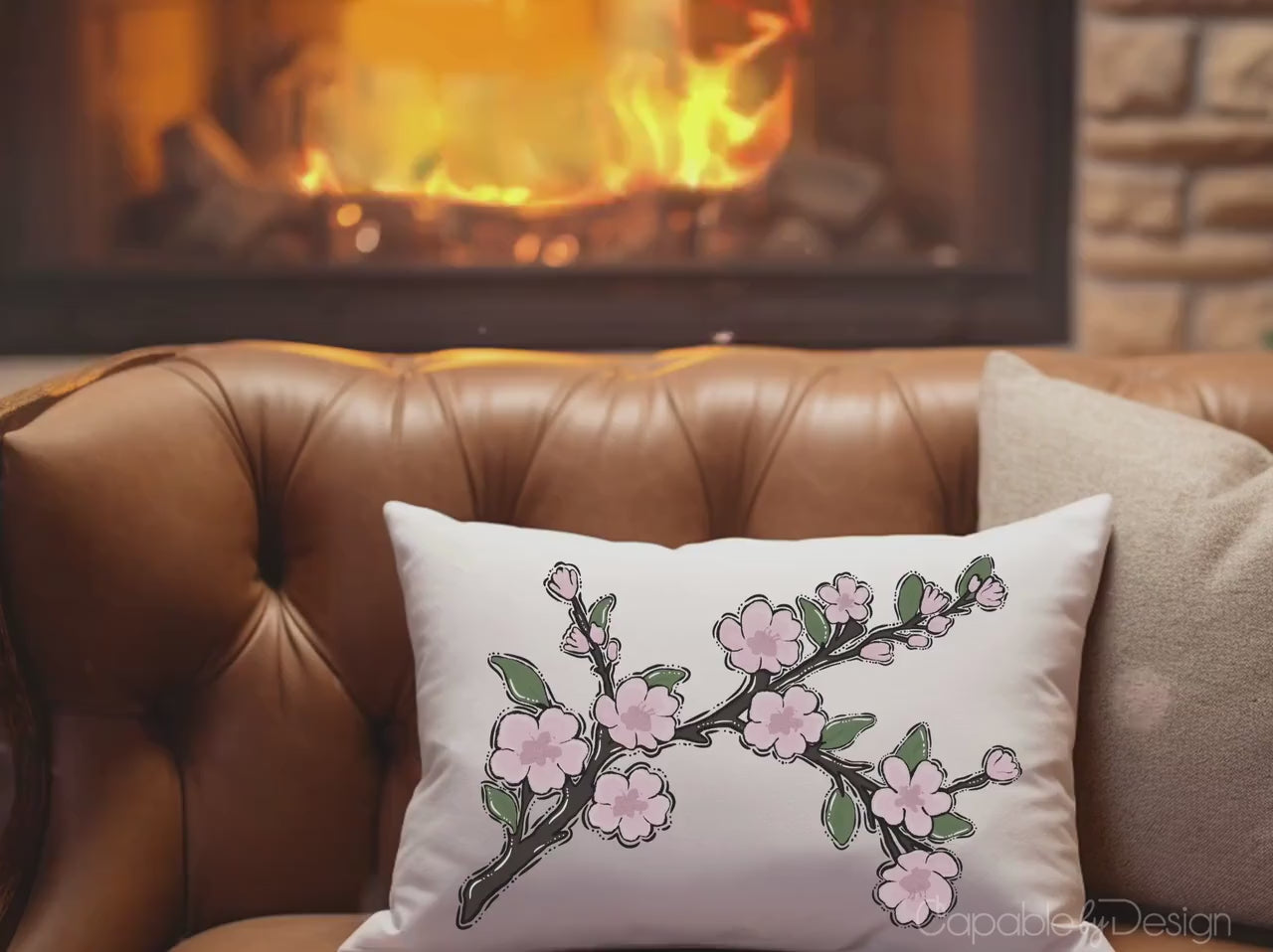 Cherry Blossom Lumbar Pillow video