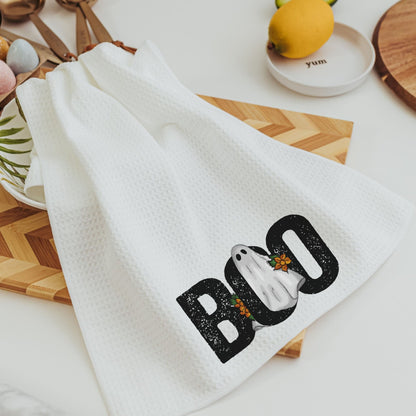 Boo Halloween kitchen towels
