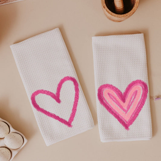 Faux Yarn Heart Kitchen Towels