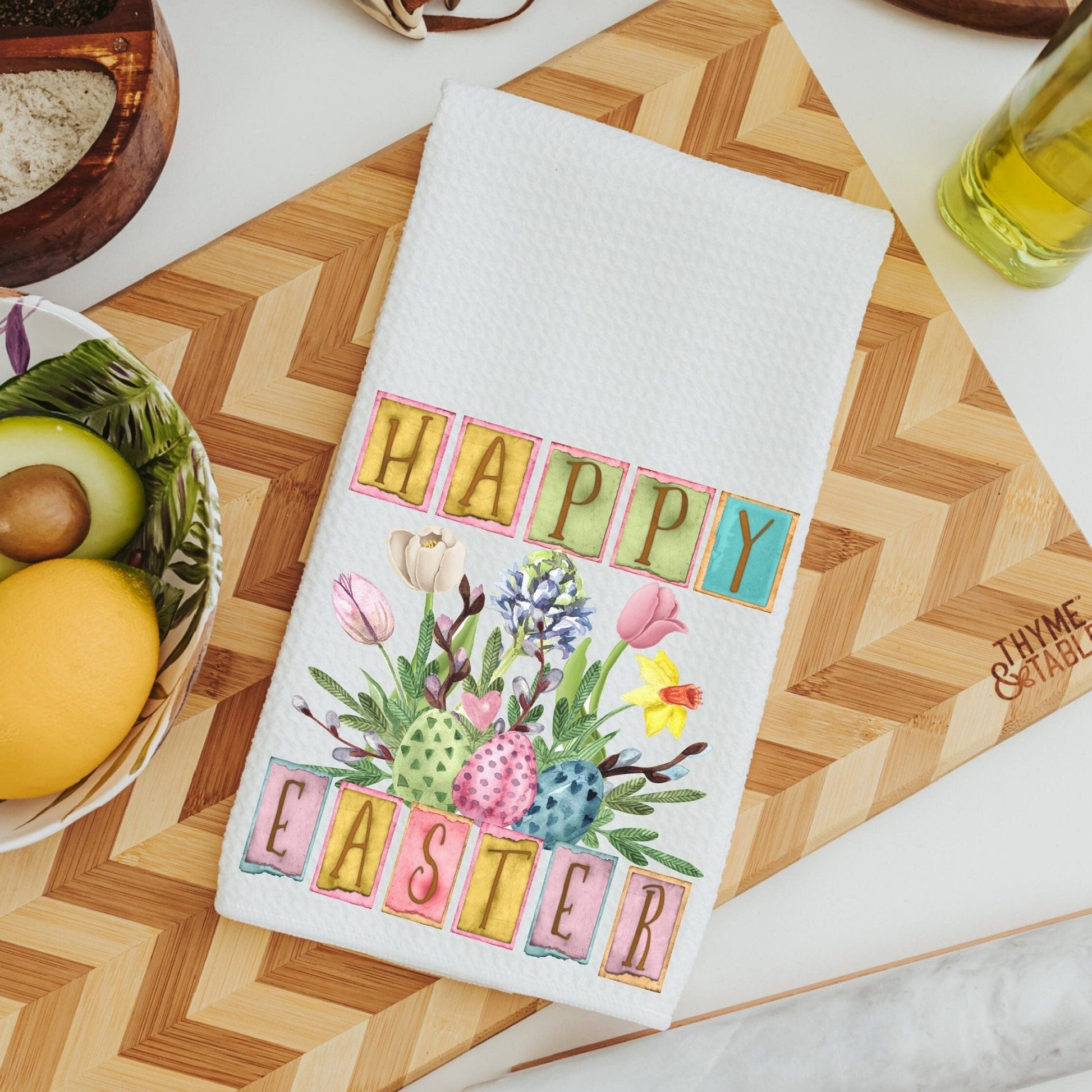 Happy Easter Floral Towels 