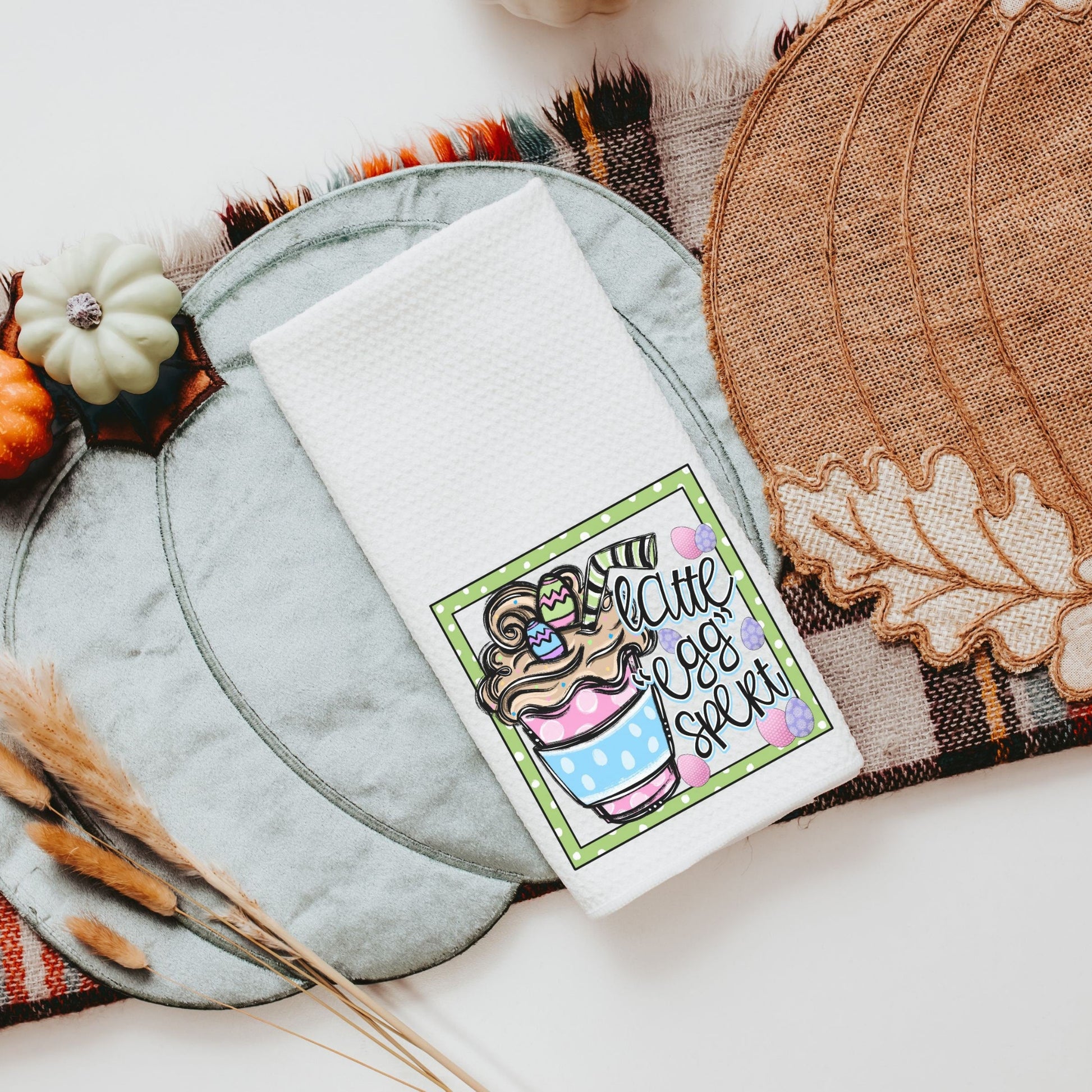 Latte Egg Spert Easter kitchen towels