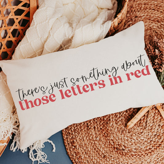 Letters in red Christian throw pillow 2