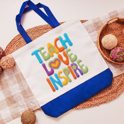 Teach love inspire tote bag - blue