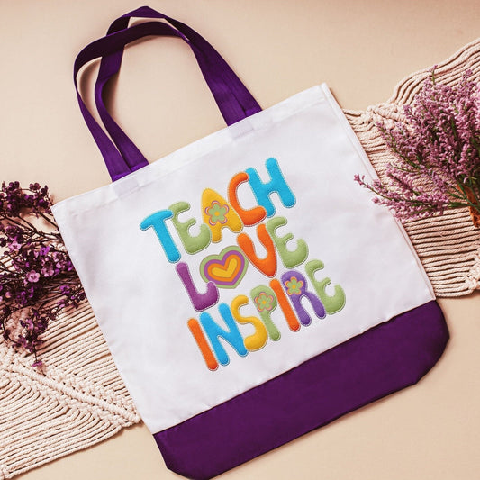 Teach love inspire tote bag - purple