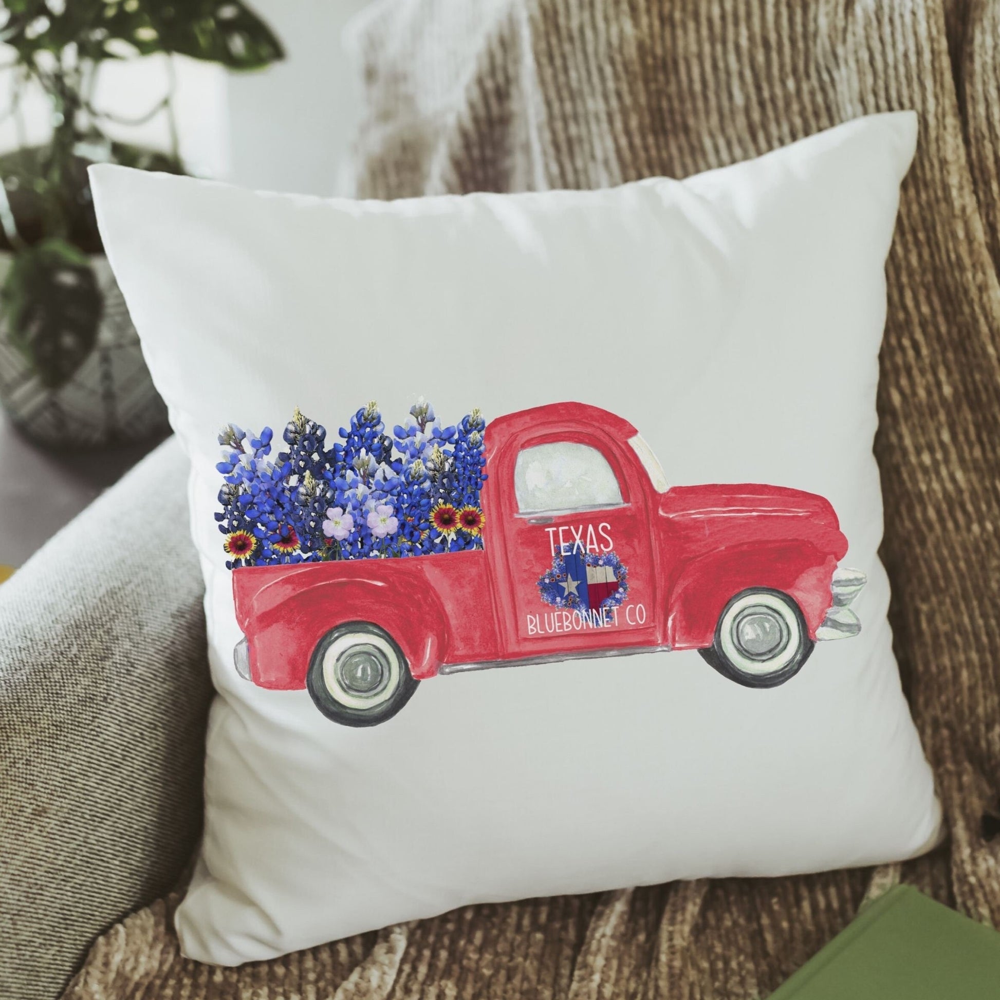 Texas Bluebonnet Farmhouse Pillow