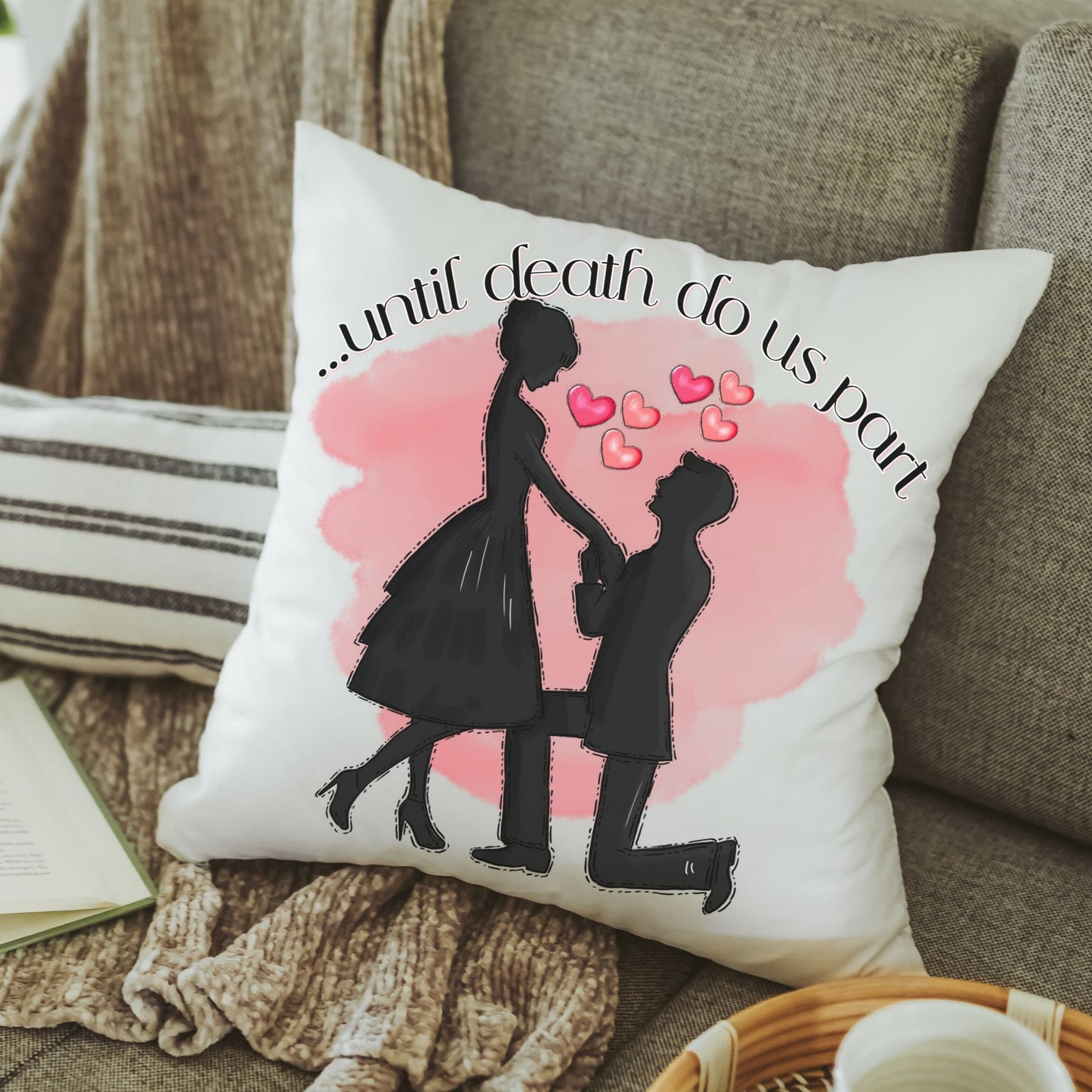Until death do us part wedding throw pillow