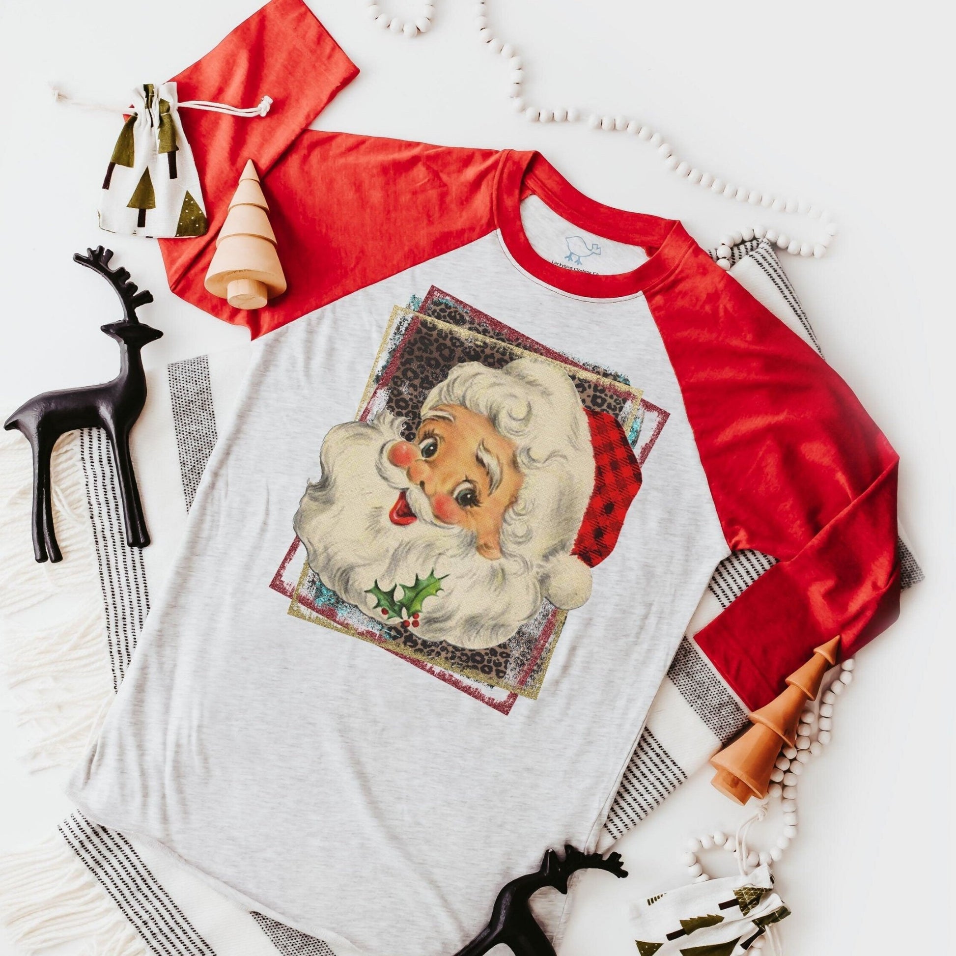 Vintage Santa Raglan Tshirt | Toddler / Youth / Adult