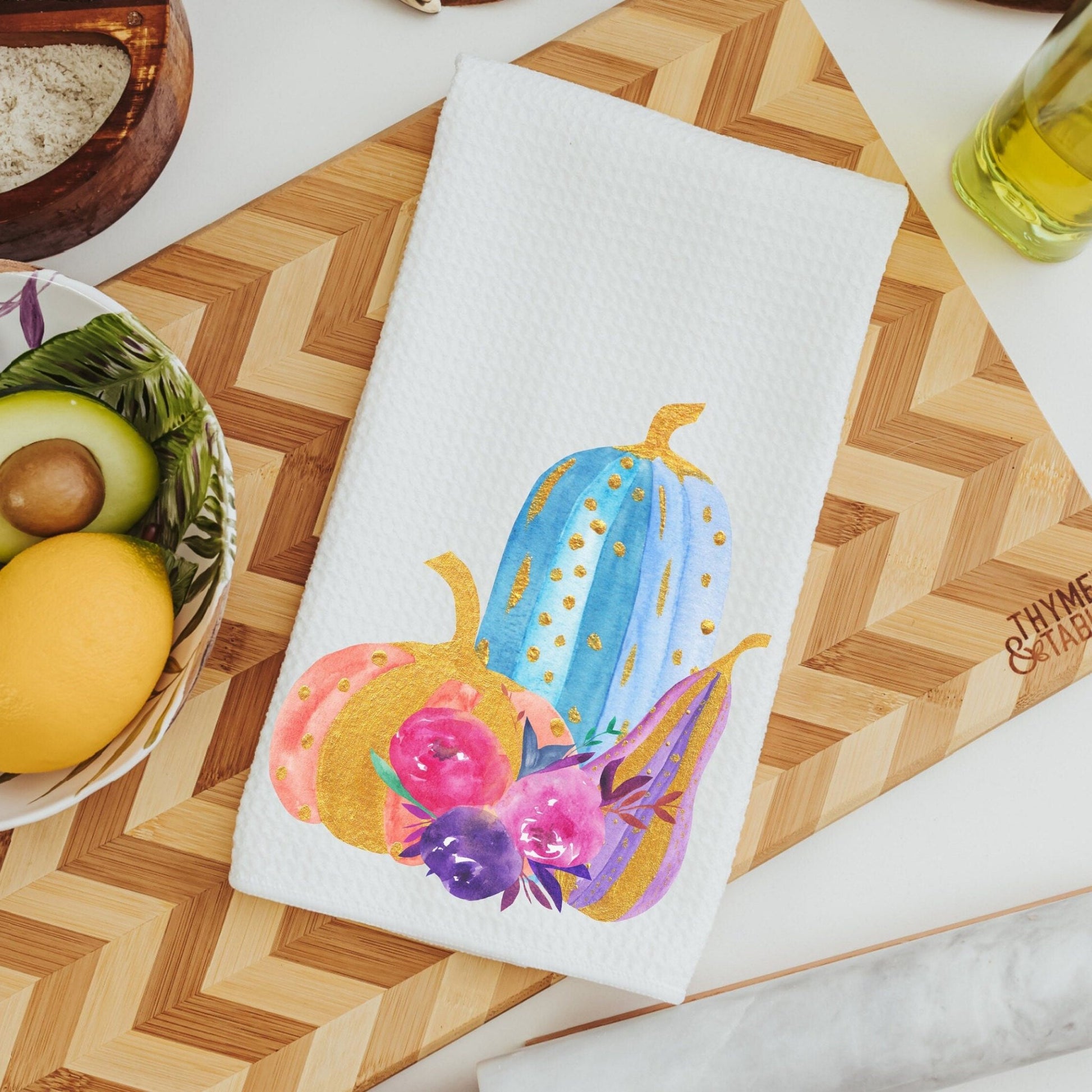 Watercolor Pumpkins Towel