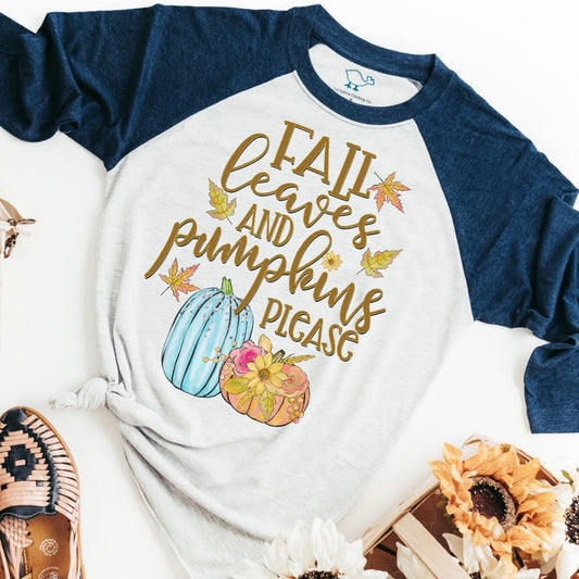 fall leaves and pumpkins please shirt for women