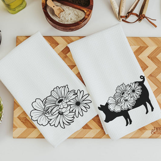 floral pig towels