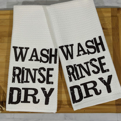 wash rinse dry kitchen towels