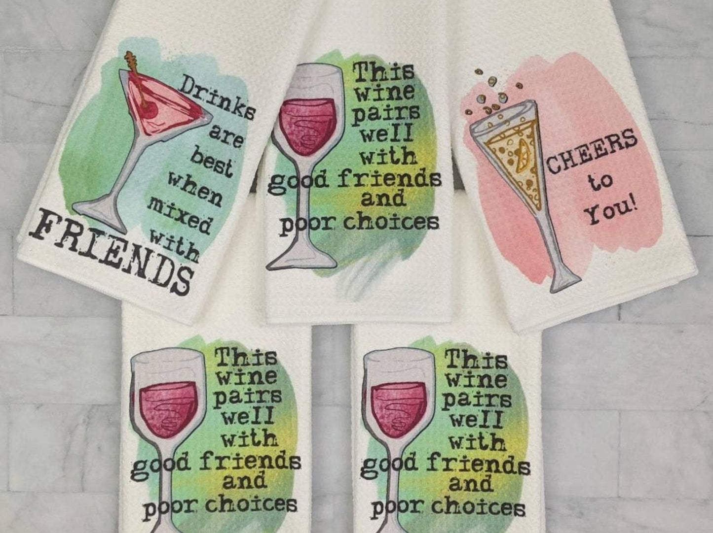 Wine And Friends Kitchen Towels