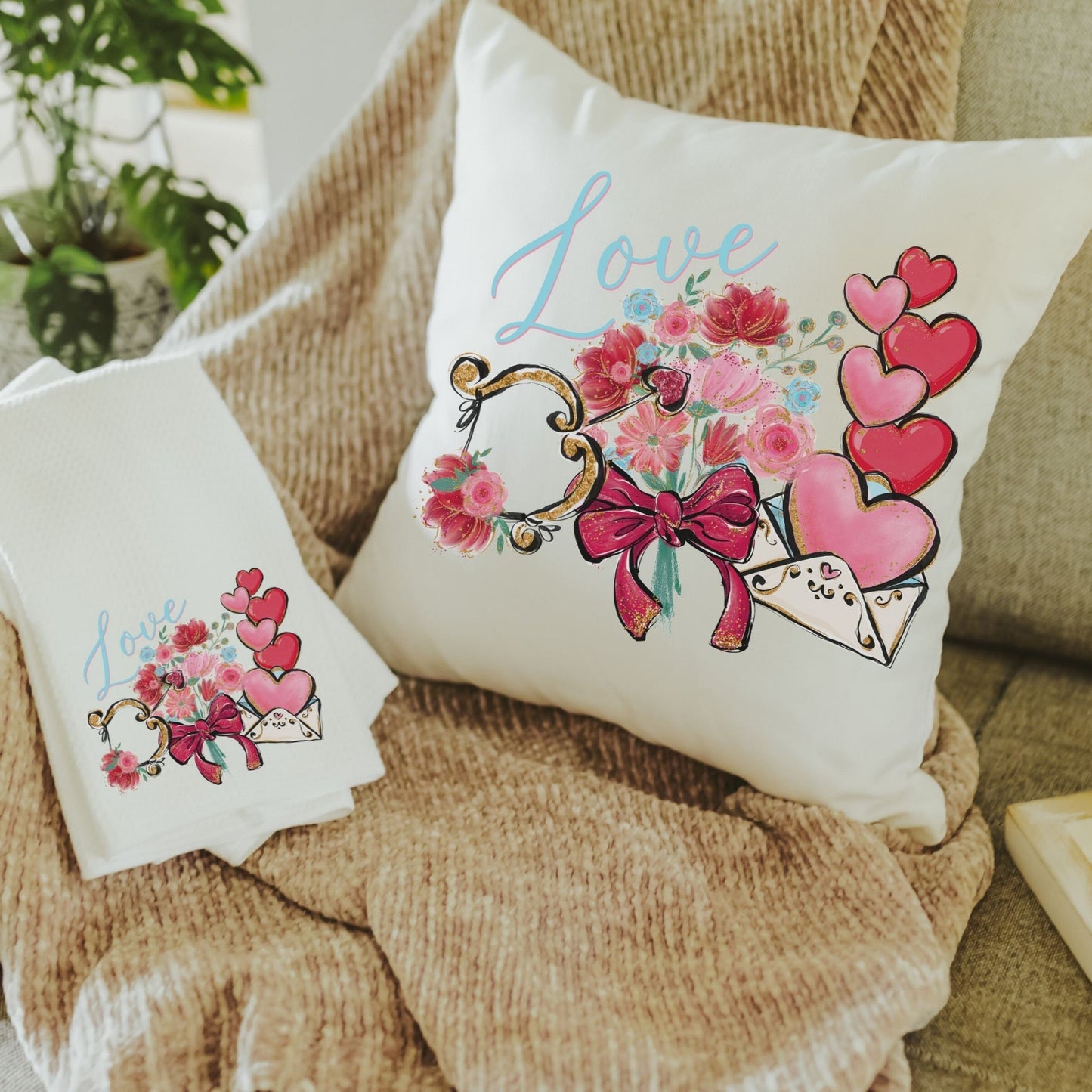 cupids arrow pillow + towel set