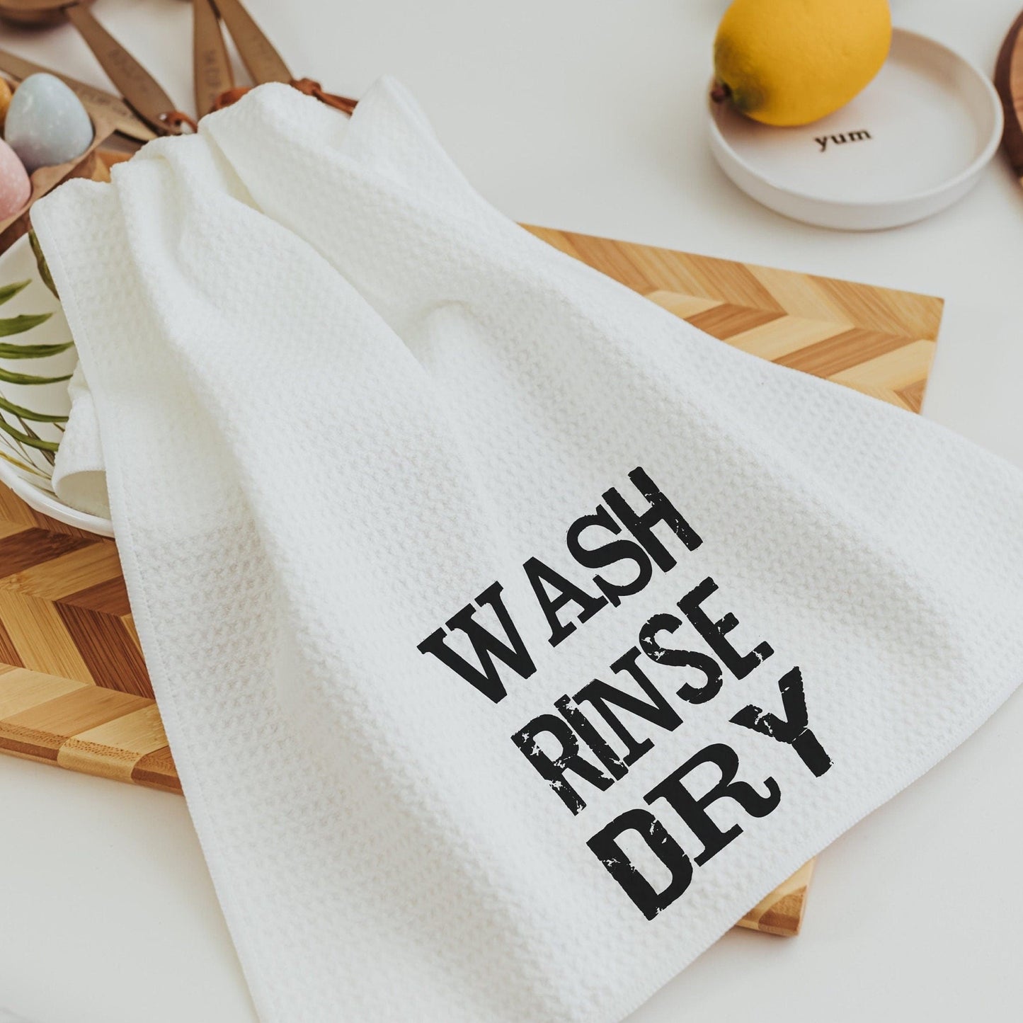 wash rinse dry kitchen towels