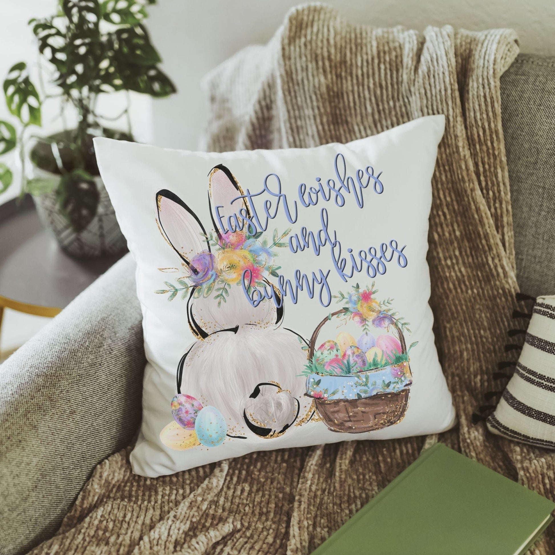 Easter Wishes and Bunny Kisses Pillow & Towel Gift Set
