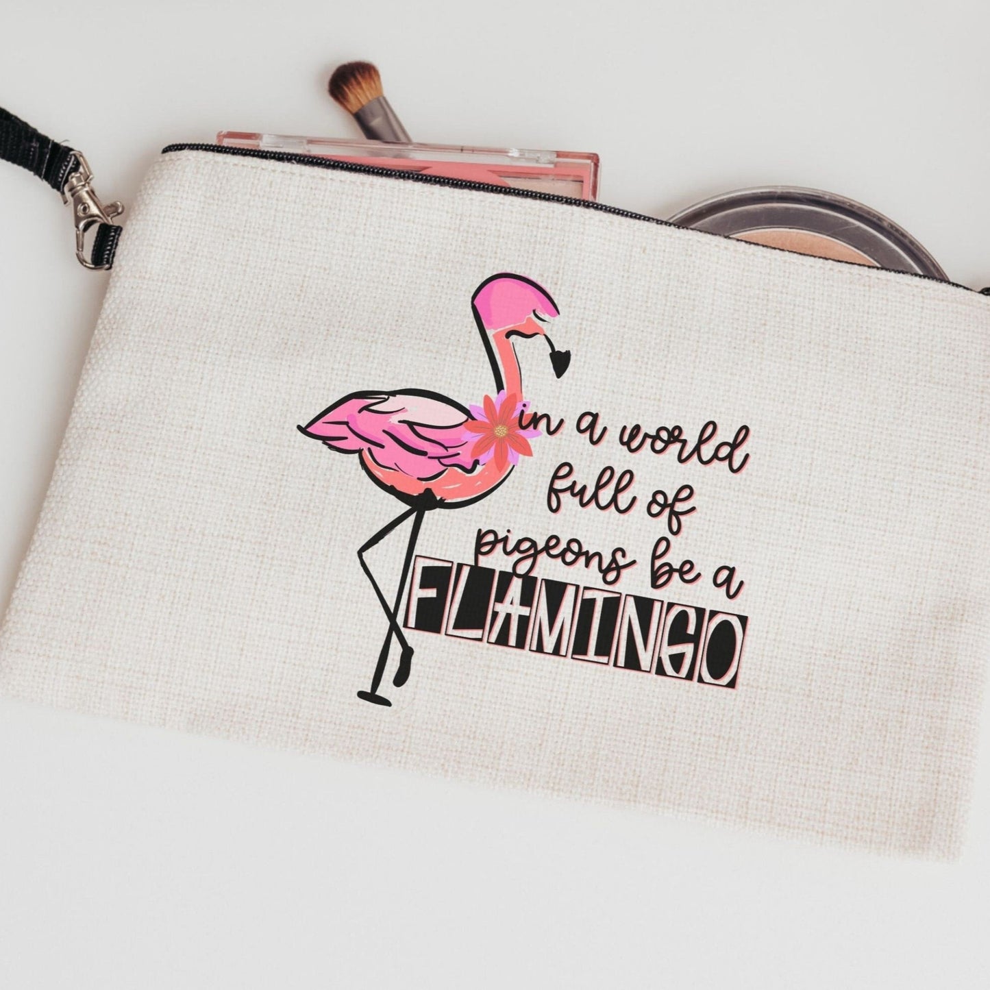 Fashionable Cosmetic Bag with Flamingo Design