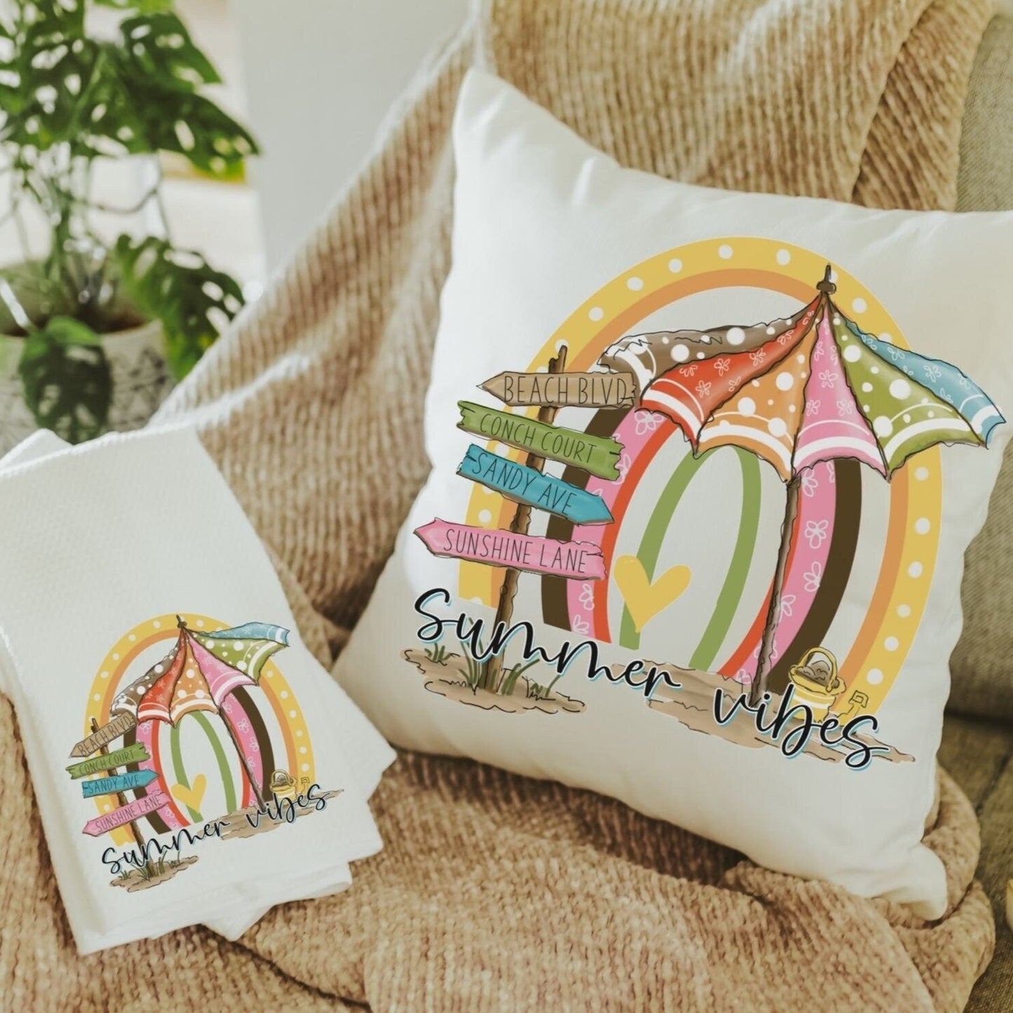 Summer Vibes Pillow and Towel Gift Set