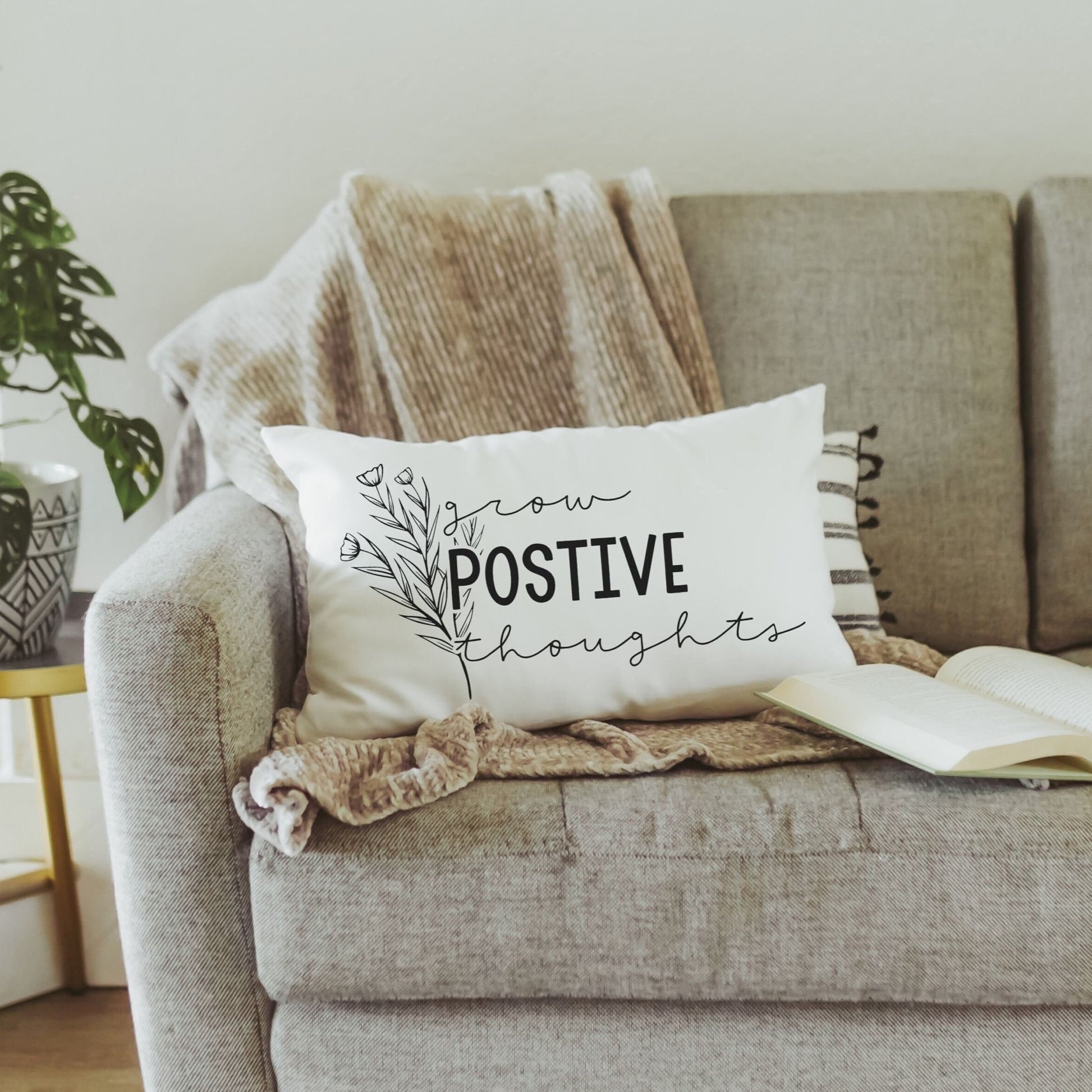 Grow Positive Thoughts Lumbar Pillow