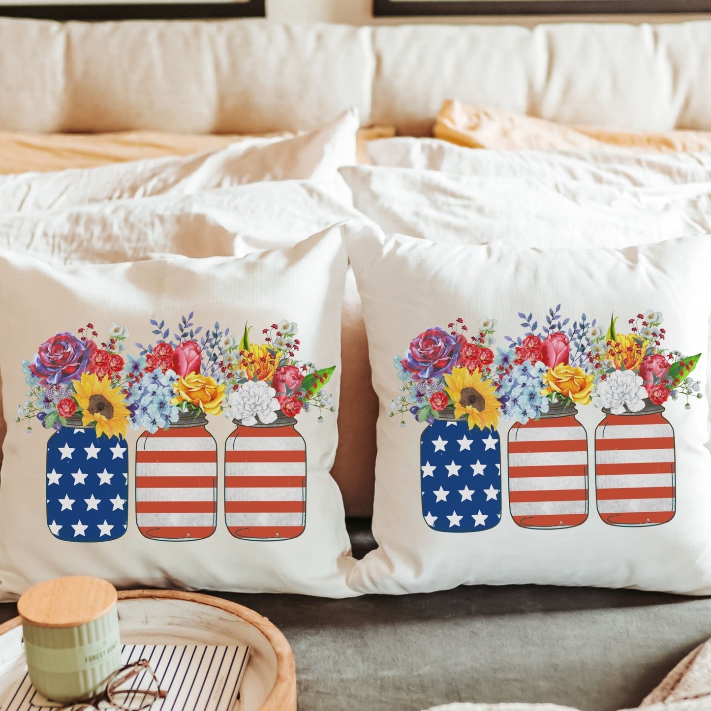 Canning Jars Flag Pillow