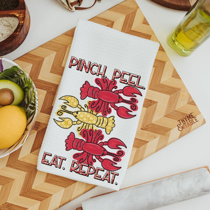 pinch peel eat repeat crawfish kitchen towel