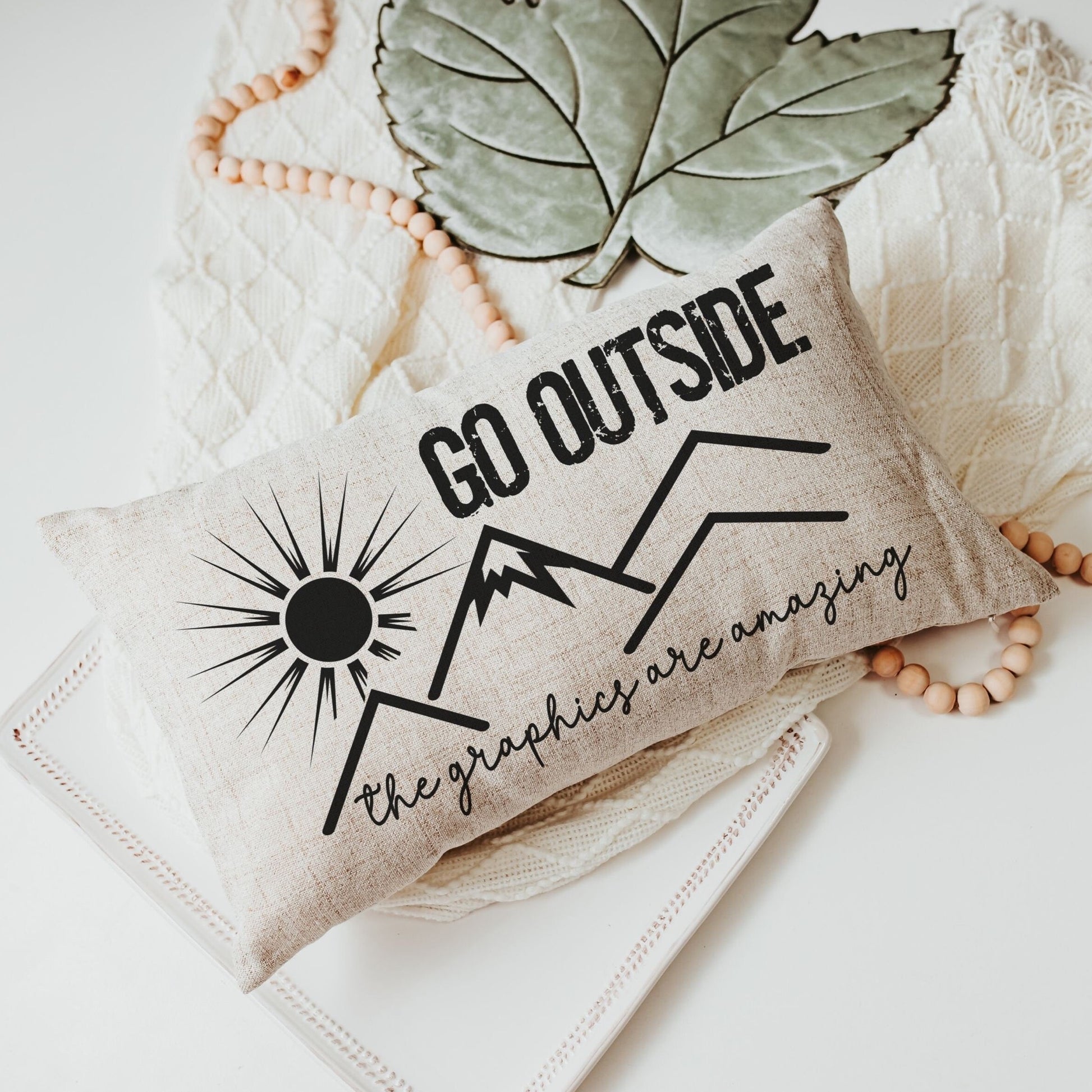 Go Outside The Graphics Are Amazing Lumbar Throw Pillows