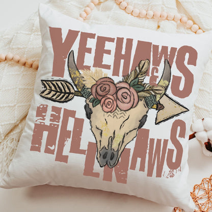 Yeehaws and Hellnaws BOHO Throw Pillow