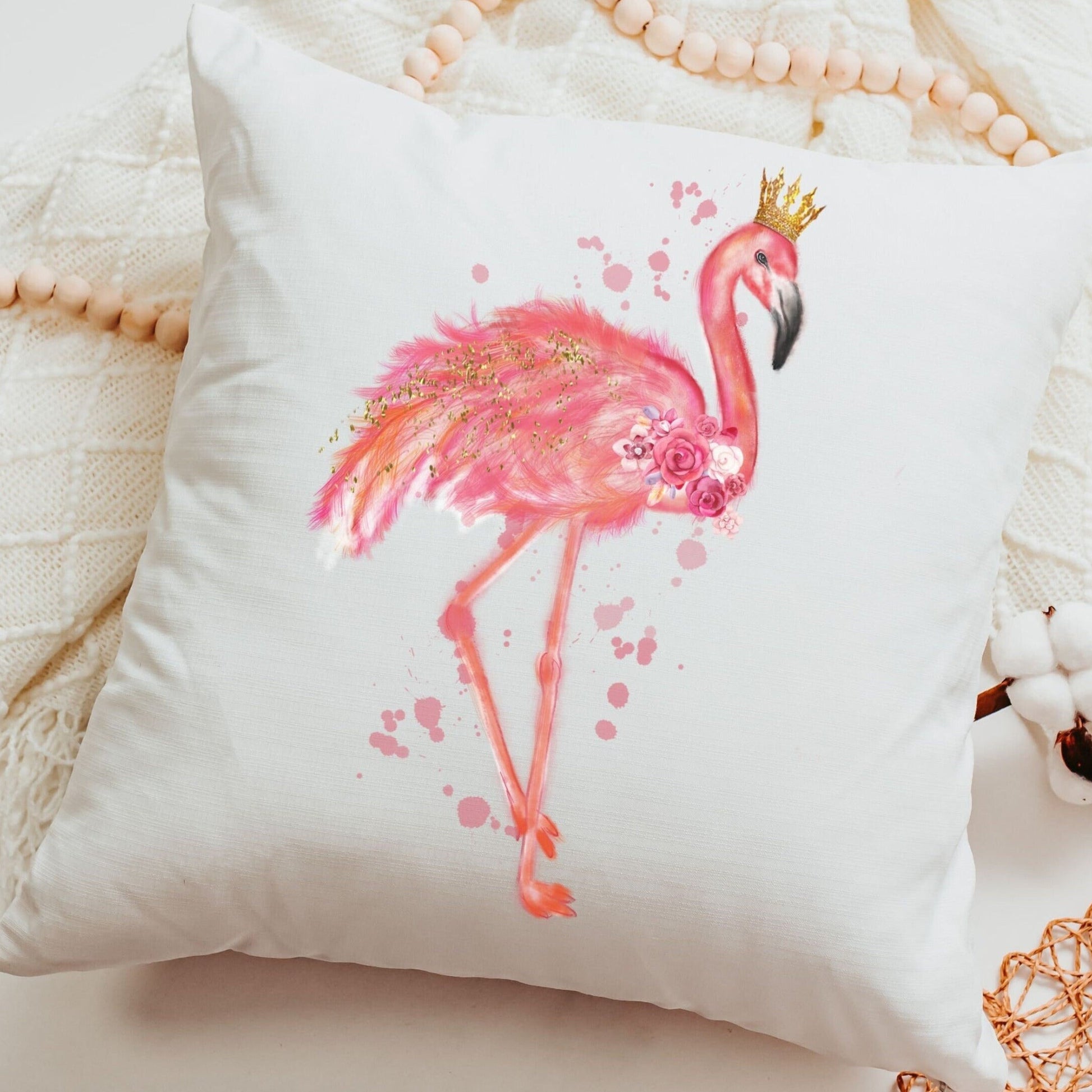 Royal Flamingo Throw Pillow