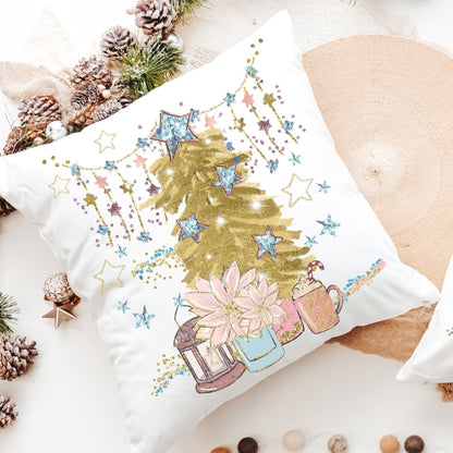 Gold Christmas Tree Throw Pillow
